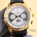 Perfect replica of Vacheron Constantin 3100V00R triple calendar gold case leather strap watch 